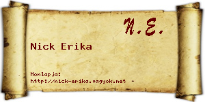 Nick Erika névjegykártya